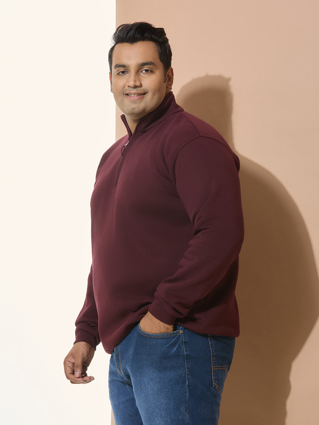 High Winter Cotton Swaet shirt of Fleece for Men -Style-709-Wine