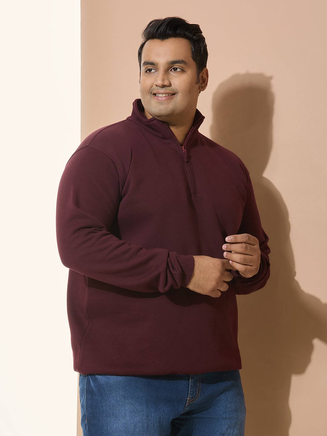 High Winter Cotton Swaet shirt of Fleece for Men -Style-709-Wine