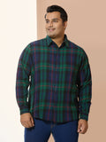 Men Cotton Checks 1 Pocket Regular Fit Smart Casual Shirt - Green