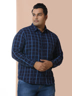 Men Cotton Checks 1 Pocket Regular Fit Smart Casual Shirt - Navy
