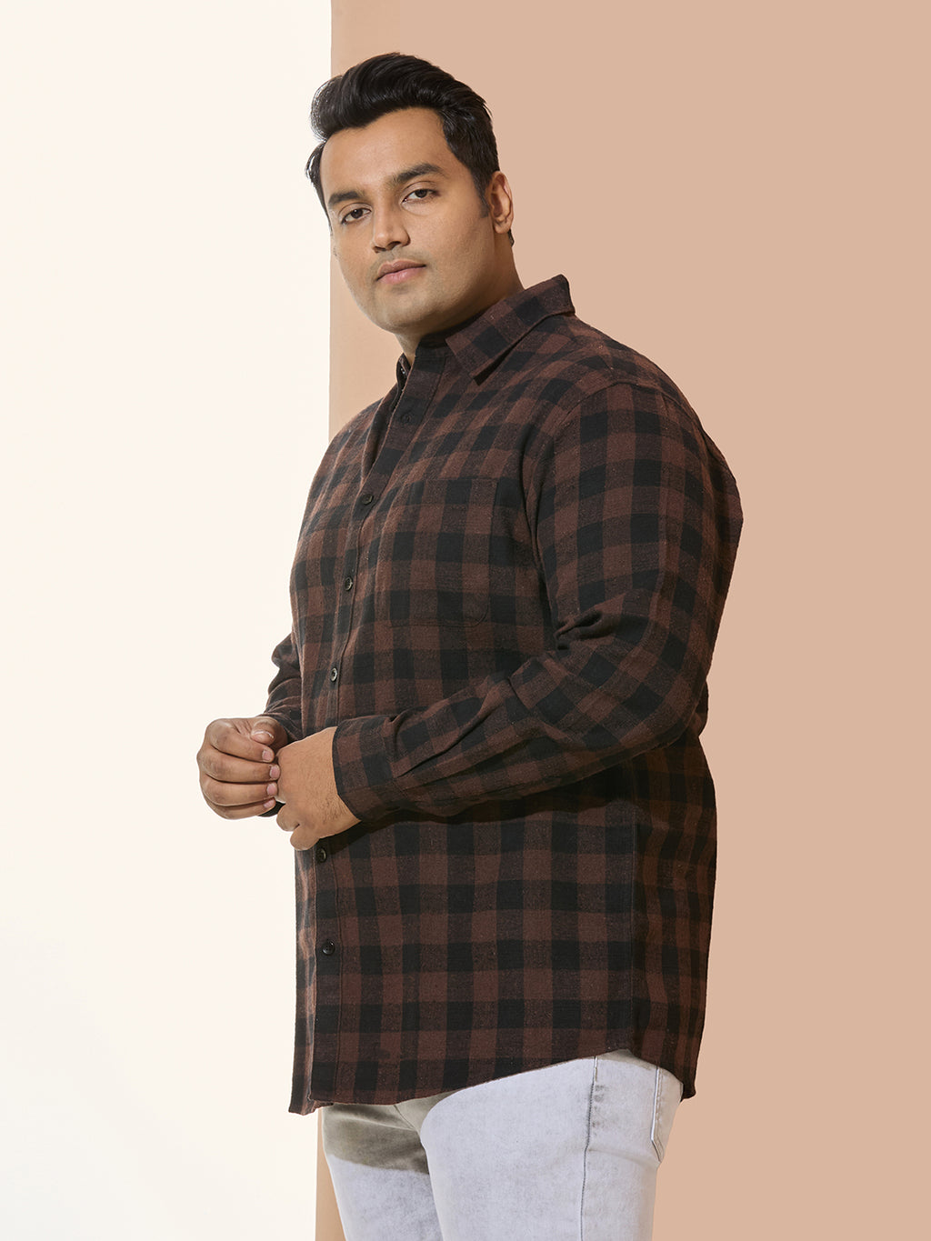 Winter Shirt Regular Fit Smart Casual Shirt - Style- 1218-Brown