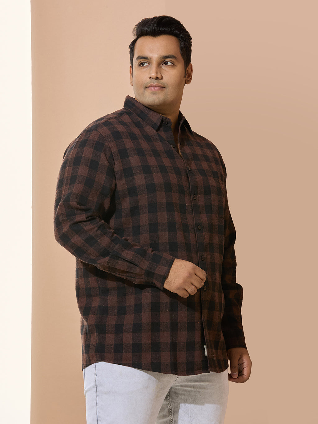 Winter Shirt Regular Fit Smart Casual Shirt - Style- 1218-Brown