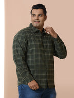 Men Cotton Checks 1 Pocket Regular Fit Smart Casual Shirt - Green