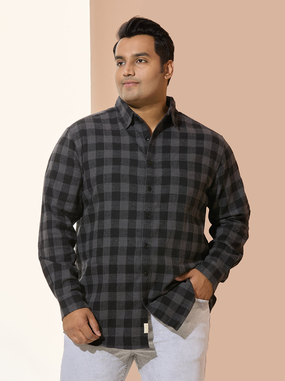Winter Shirt Regular Fit Smart Casual Shirt -Style- 1218- Black
