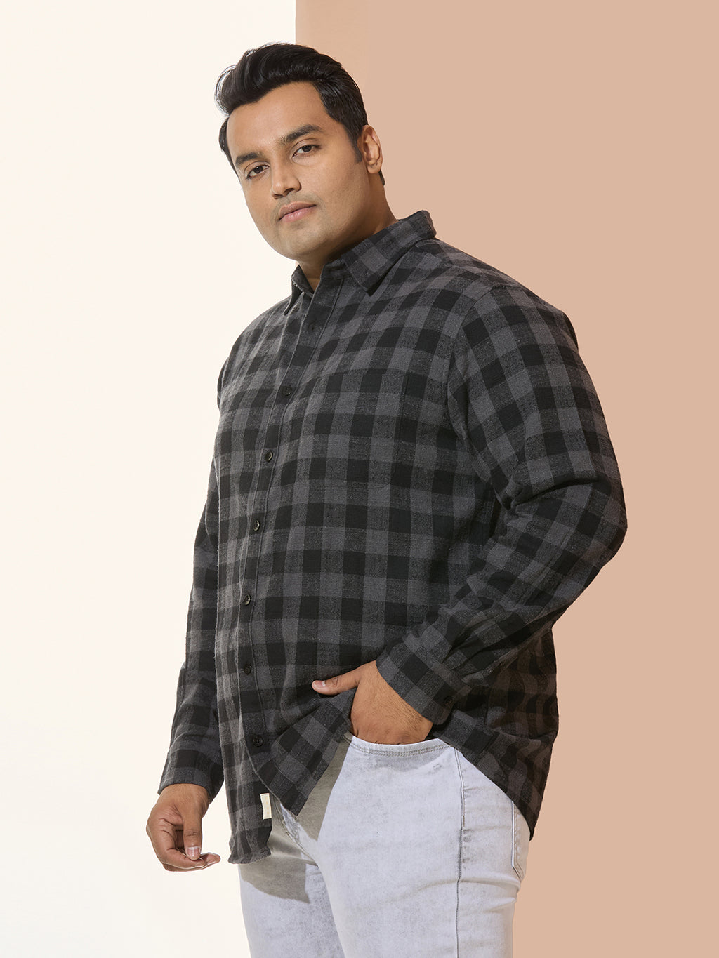 Winter Shirt Regular Fit Smart Casual Shirt -Style- 1218- Black