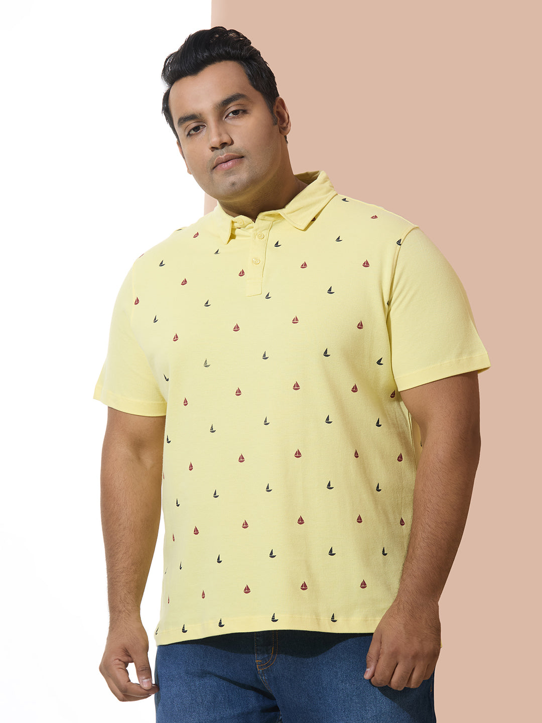 Men Yellow Slim Fit Cotton Polo T-Shirt. Style- NC-116-Yellow