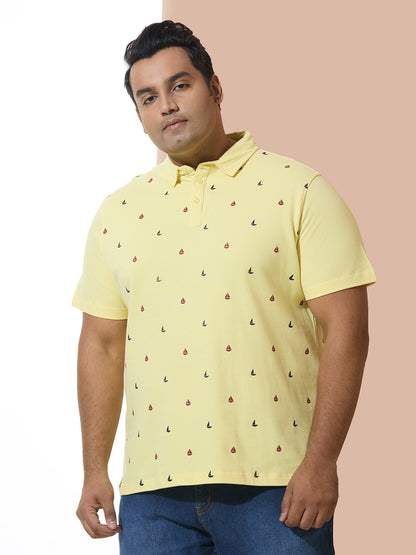 Men Yellow Slim Fit Cotton Polo T-Shirt. Style- NC-116-Yellow