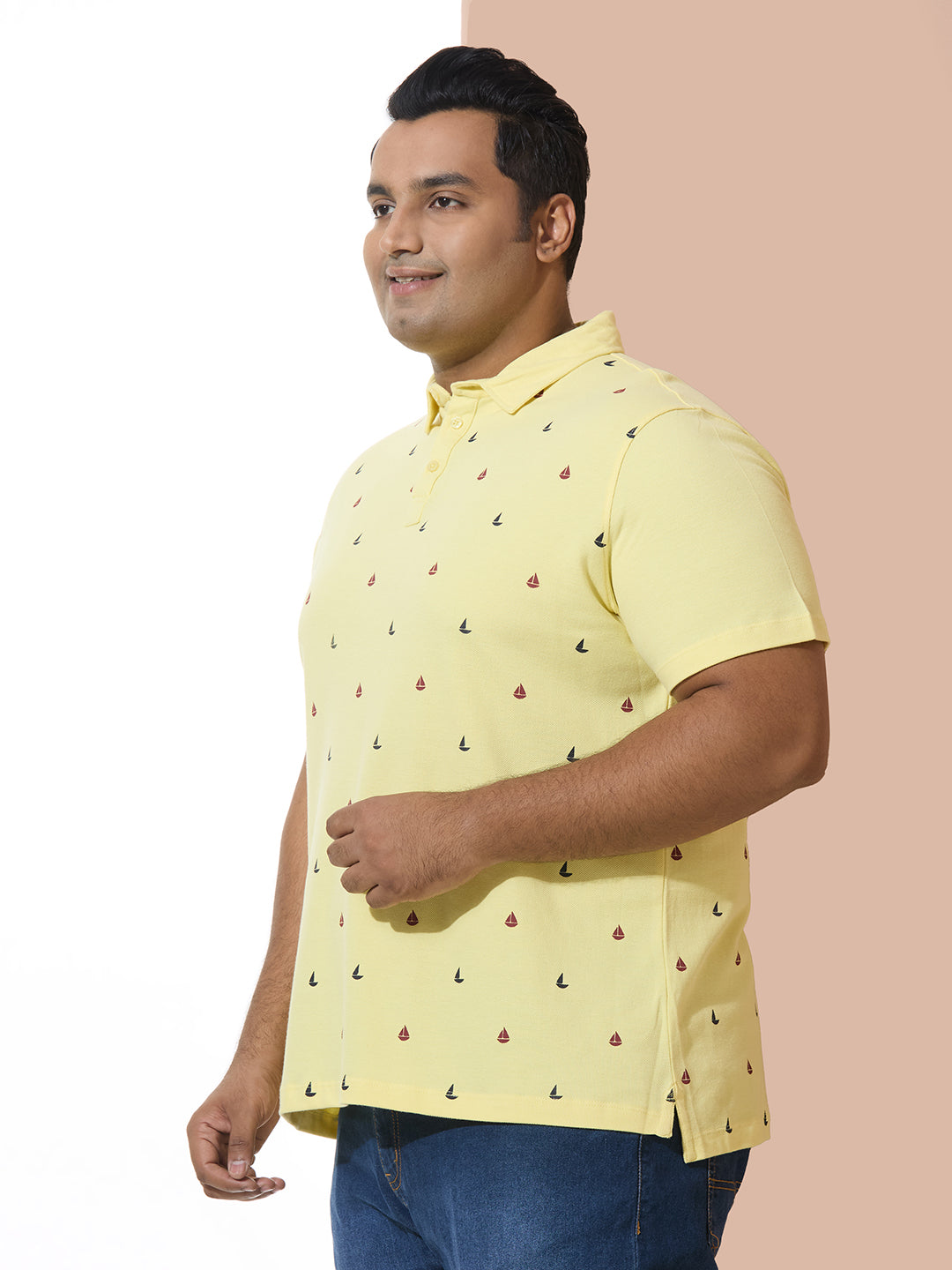 Men Yellow Slim Fit Cotton Polo T-Shirt. Style- NC-116-Yellow
