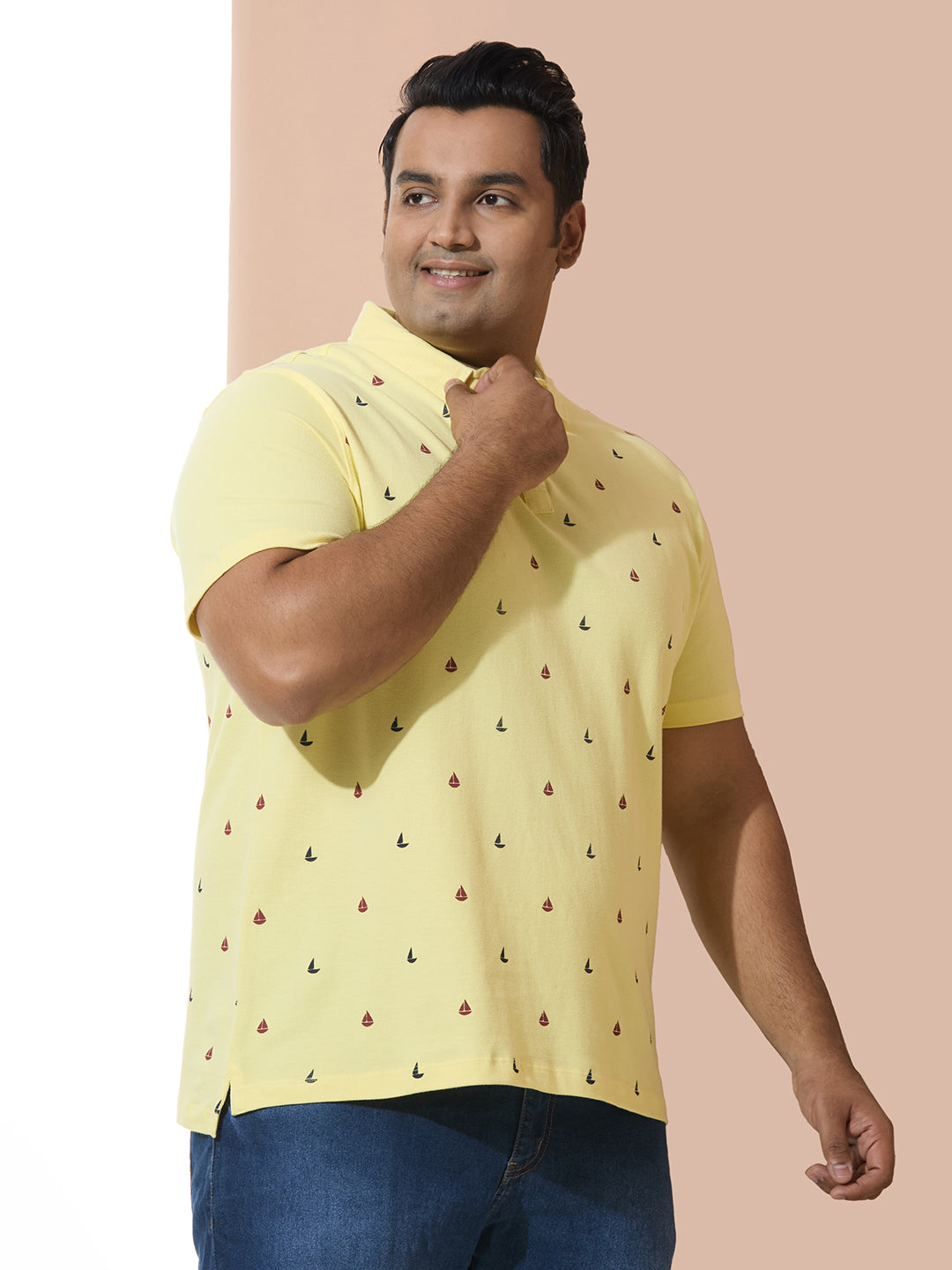 Men Yellow Slim Fit Cotton Polo T-Shirt. Style- NC-116-Yellow