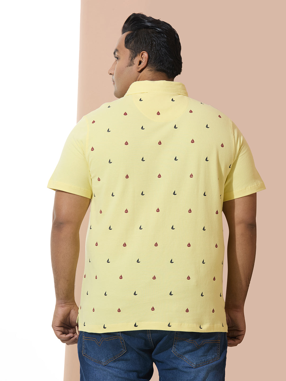 Men Yellow Slim Fit Cotton Polo T-Shirt. Style- NC-116-Yellow