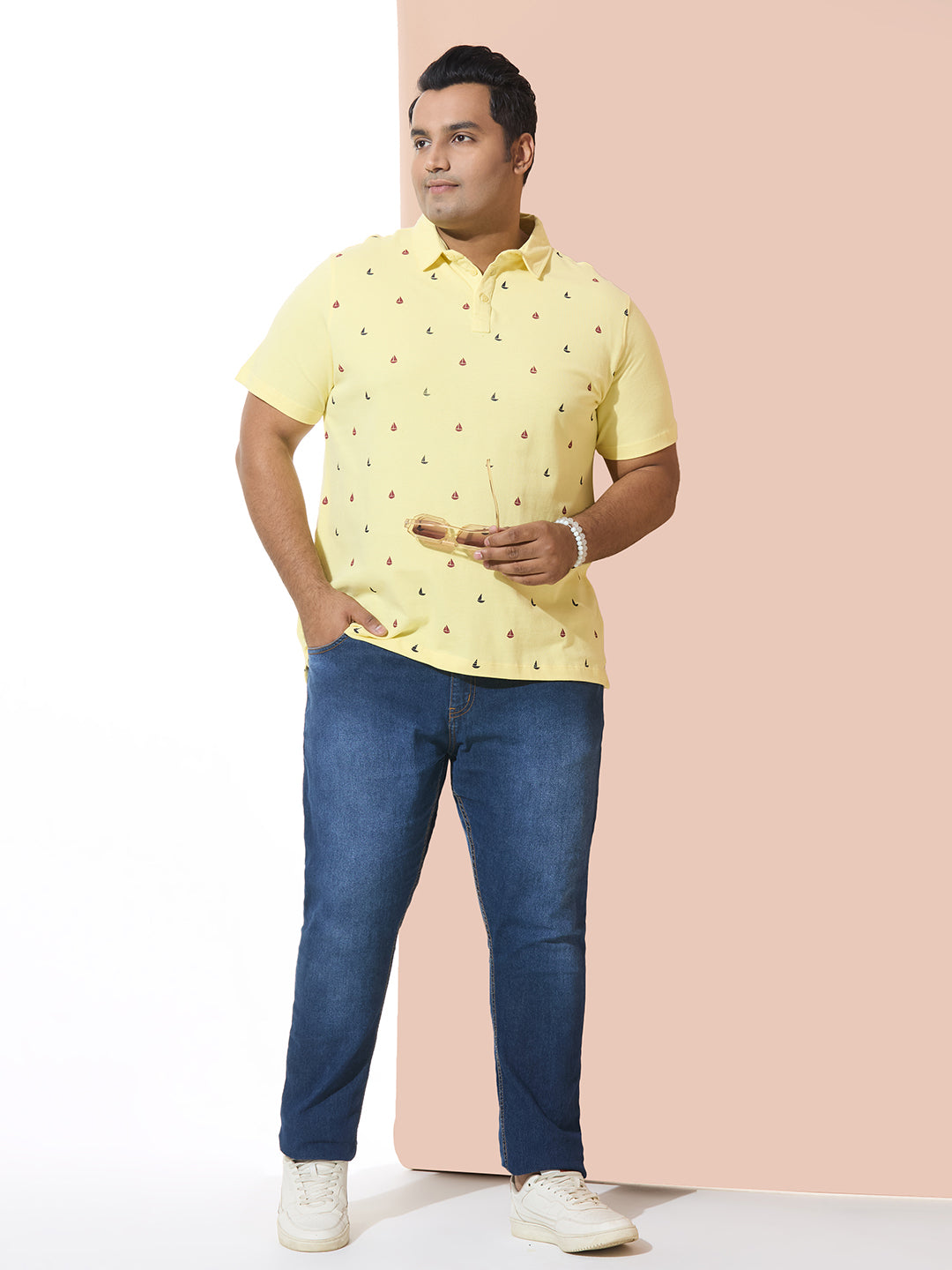 Men Yellow Slim Fit Cotton Polo T-Shirt. Style- NC-116-Yellow