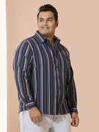 Men Cotton Stripe 1 Pocket Regular Fit Smart Casual Shirt - Orange