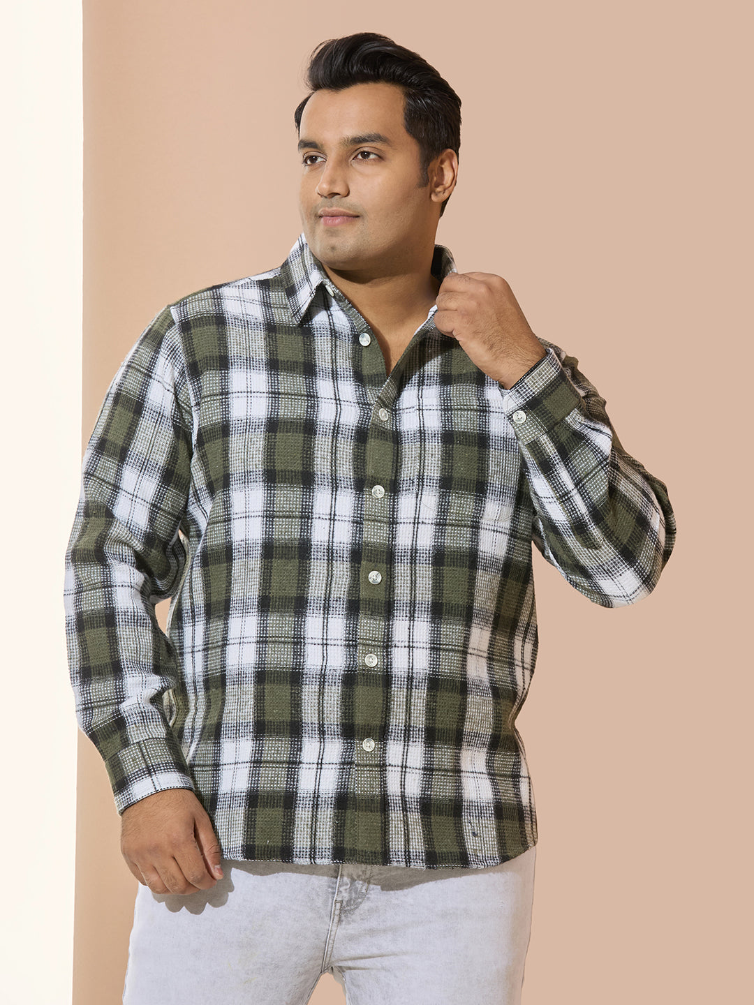 Winter Shirt Regular Fit Smart Casual Shirt - Style NC-1221-Olive