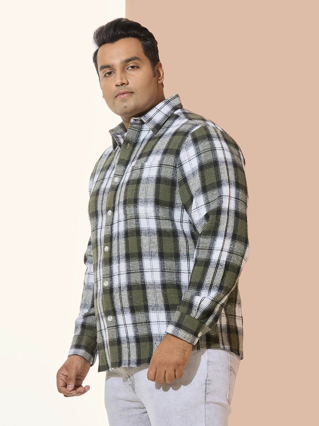 Winter Shirt Regular Fit Smart Casual Shirt - Style NC-1221-Olive