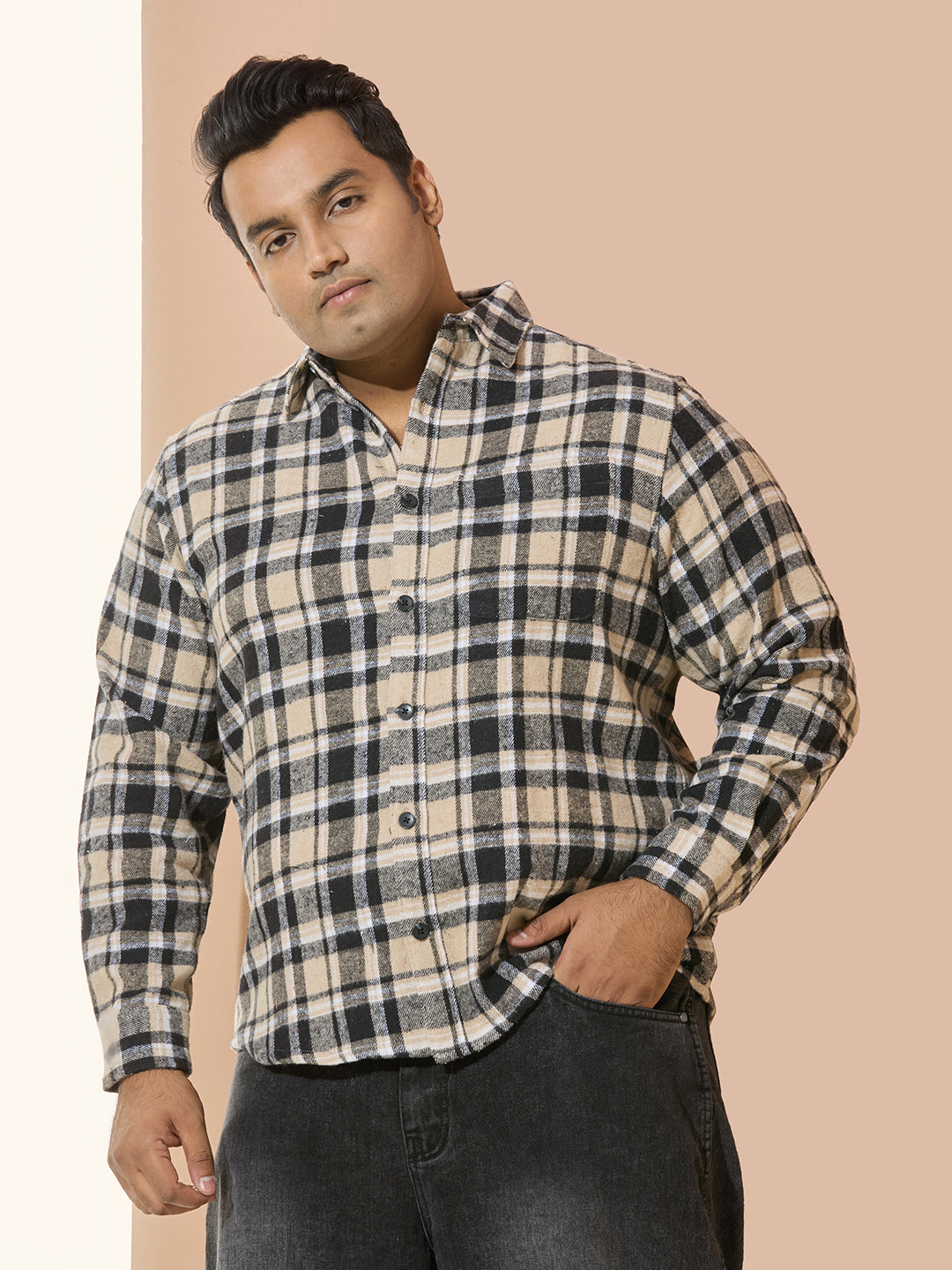 Winter Shirt Regular Fit Smart Casual Shirt - Beige