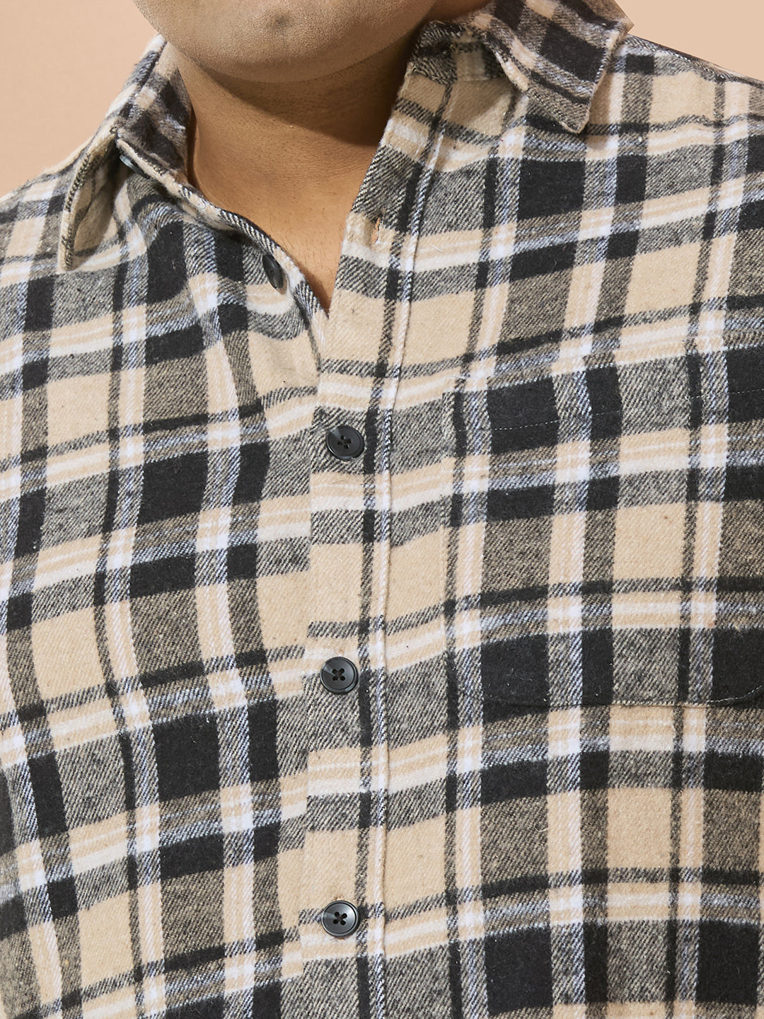 Winter Shirt Regular Fit Smart Casual Shirt - Beige