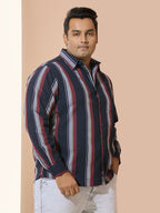 Men Cotton Stripe 1 Pocket Regular Fit Smart Casual Shirt - RedYellow