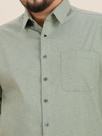 Plus Size Cotton 1 Pocket Regular Fit Smart Casual Shirt - Olive