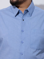 Plus Size Cotton 1 Pocket Regular Fit Smart Casual Shirt - Sky Blue