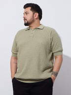 Flat Knit Half sleeve Polo Ribbed T Shirt- Style- NC-Plus-129-Mouse