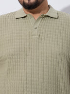 Flat Knit Half sleeve Polo Ribbed T Shirt- Style- NC-Plus-129-Mouse