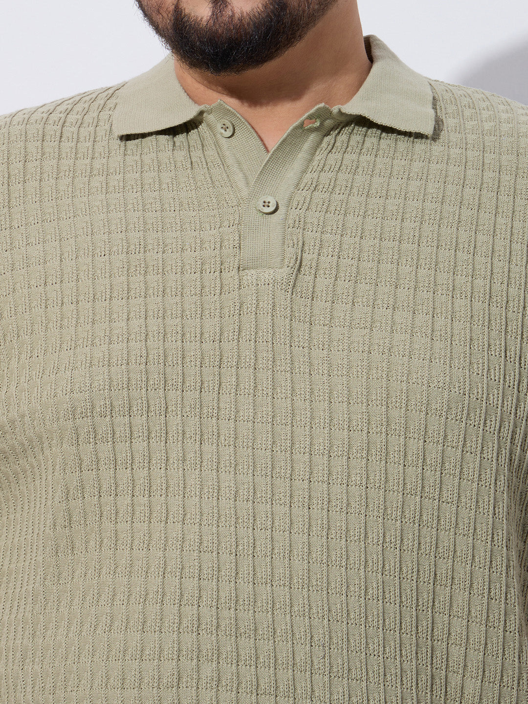 Flat Knit Half sleeve Polo Ribbed T Shirt- Style- NC-Plus-129-Mouse