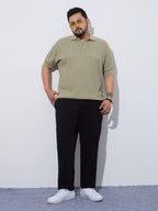 Flat Knit Half sleeve Polo Ribbed T Shirt- Style- NC-Plus-129-Mouse