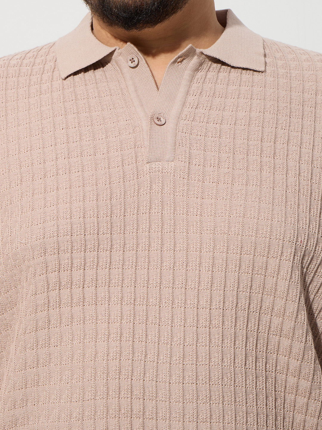 Flat Knit Half sleeve Polo Ribbed T Shirt - Style- NC-Plus-129-Coco