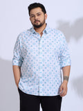 Plus Size Cotton Printed Regular Fit Smart Casual Shirt Style-1272-White