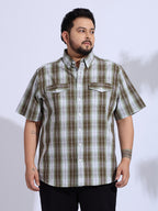 Plus Size Cotton Checks Regular Fit Smart Casual Shirt - Brown