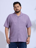 Plus Size cotton blend Regular Fit Smart Casual Shirt - Purple