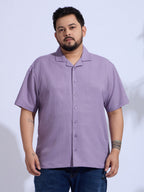 Plus Size cotton blend Regular Fit Smart Casual Shirt - Purple