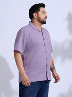 Plus Size cotton blend Regular Fit Smart Casual Shirt - Purple