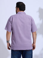 Plus Size cotton blend Regular Fit Smart Casual Shirt - Purple