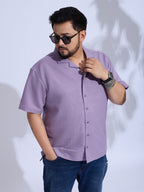Plus Size cotton blend Regular Fit Smart Casual Shirt - Purple