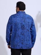 Plus Size Cotton Printed Regular Fit Smart Casual Shirt Style-1275-Navy