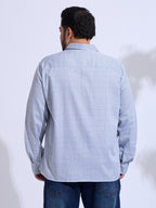 Plus Size Cotton Printed 1 Pocket Regular Fit Smart Casual Shirt - White