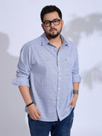 Plus Size Cotton Printed 1 Pocket Regular Fit Smart Casual Shirt - White