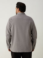 Plus Size Cotton 1 Pocket Regular Fit Smart Casual Shirt - Grey