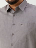 Plus Size Cotton 1 Pocket Regular Fit Smart Casual Shirt - Grey