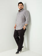 Plus Size Cotton 1 Pocket Regular Fit Smart Casual Shirt - Grey