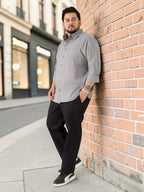 Plus Size Cotton 1 Pocket Regular Fit Smart Casual Shirt - Grey