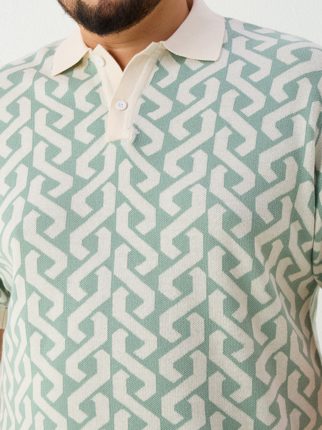 Flat Knit Half sleeve Polo Ribbed T Shirt - Sky Blue