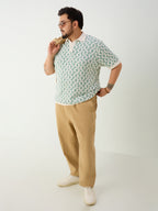 Flat Knit Half sleeve Polo Ribbed T Shirt - Sky Blue