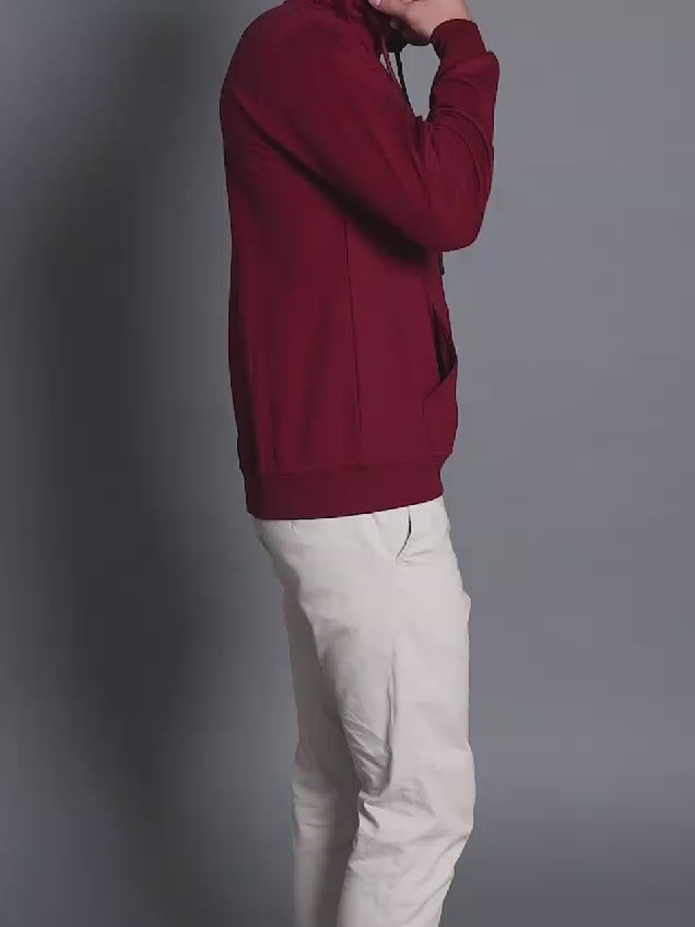 Men's Maroon Printed Hoodie Style Code- NC-WNTR-704-MAROON